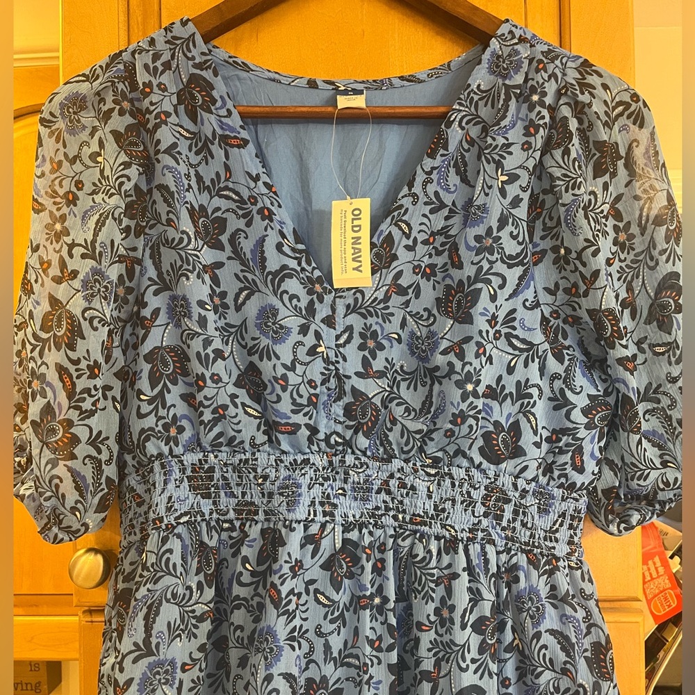 Old Navy Blue Floral Midi Dress